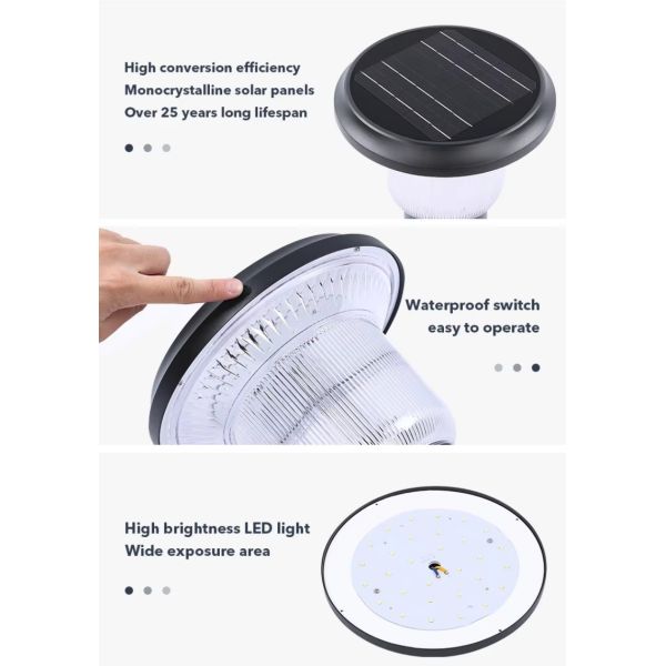 LED Solar Wall Light With 3000K Warm Light & Easy Mounting for Garden Fence & Walkway