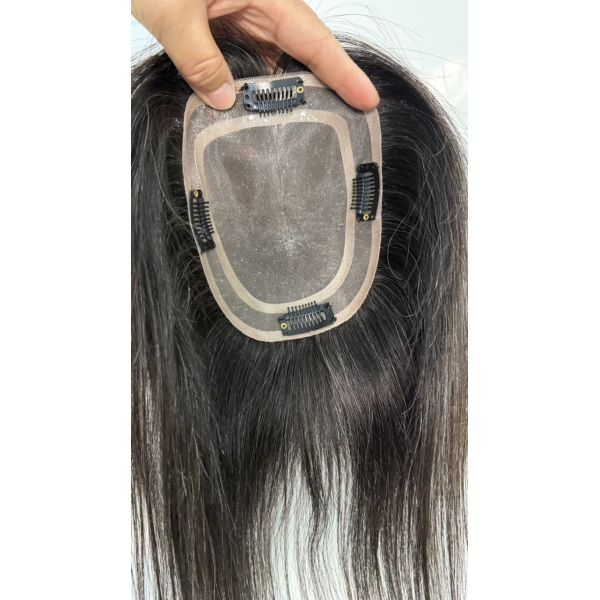 New Arrival 100% Virgin Human Hair Extensions 5x6.5 Inch Hand Tied Clip-in Double Fine Mono Breathable Lace Closure Topper