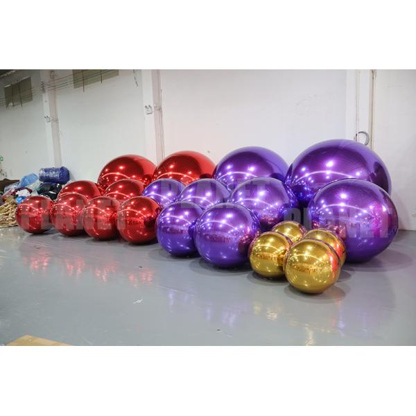 Boule disco gonflable de Noël en PVC géante, brillante, durable, violette, dorée, argentée, rouge