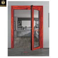 Porte à charnières en verre et aluminium rouge et noir avec grandes portes pliantes en aluminium pour ODM