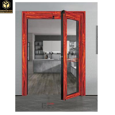 Red And Black Aluminium Glass Hinged Door With Aluminium Big Folding Doors For ODM