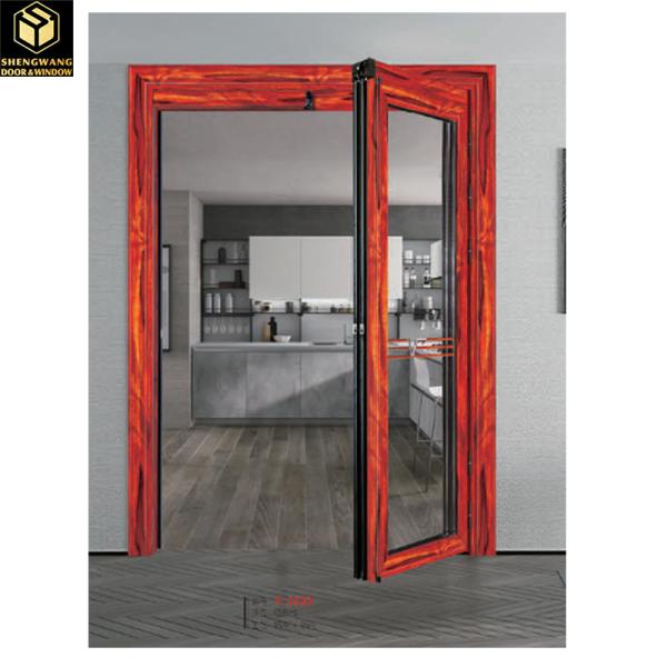 Red And Black Aluminium Glass Hinged Door With Aluminium Big Folding Doors For ODM