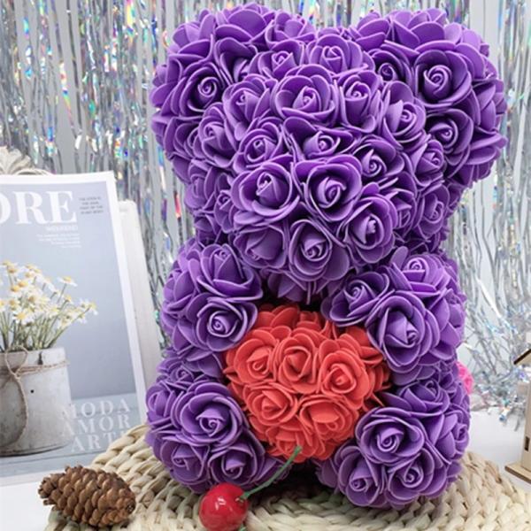 Wholesale Preserved rose bear with heart popular size 25cm teddy bear of roses