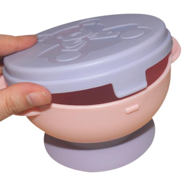 Small Silicone Suction Bowl Plate Cup Baby Silicone Divided Plate Spoon With Lid Set