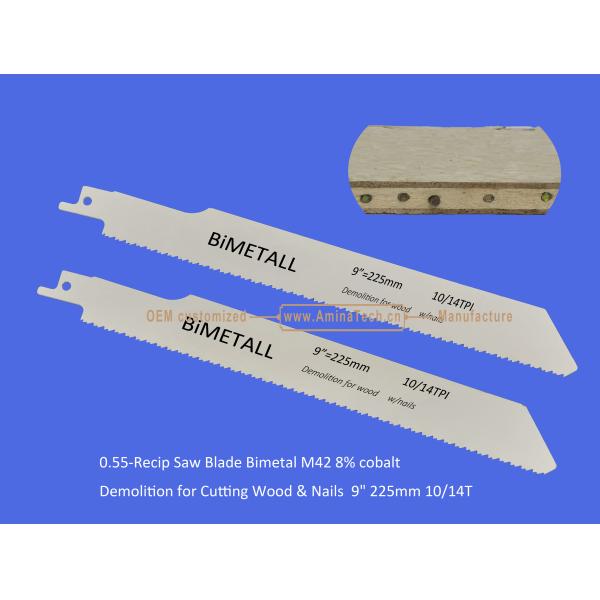 Recip Saw Blade Bimetal M42 8% cobalt Demolition for Cutting Wood & Nails 9