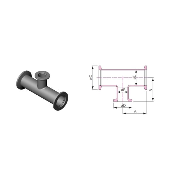 304 Or 316L Stainless Steel KF Unequal Tees For Vacuum System