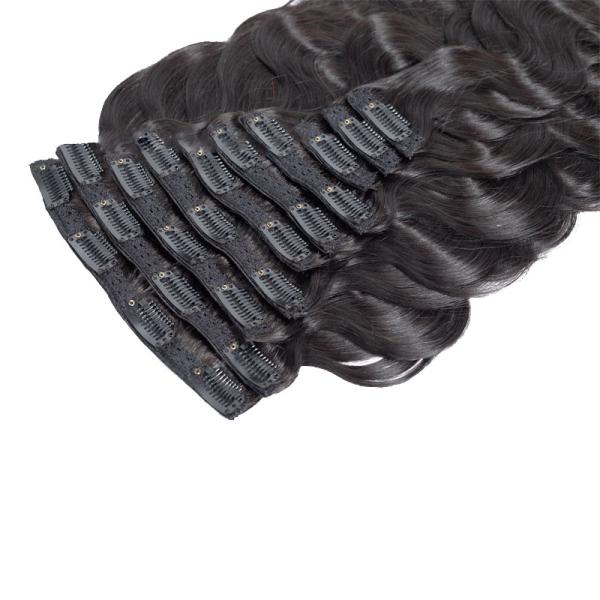 1B Brazilian Human Hair Body Wave Curly Clip In Hair Extensions Virgin Remy Hair