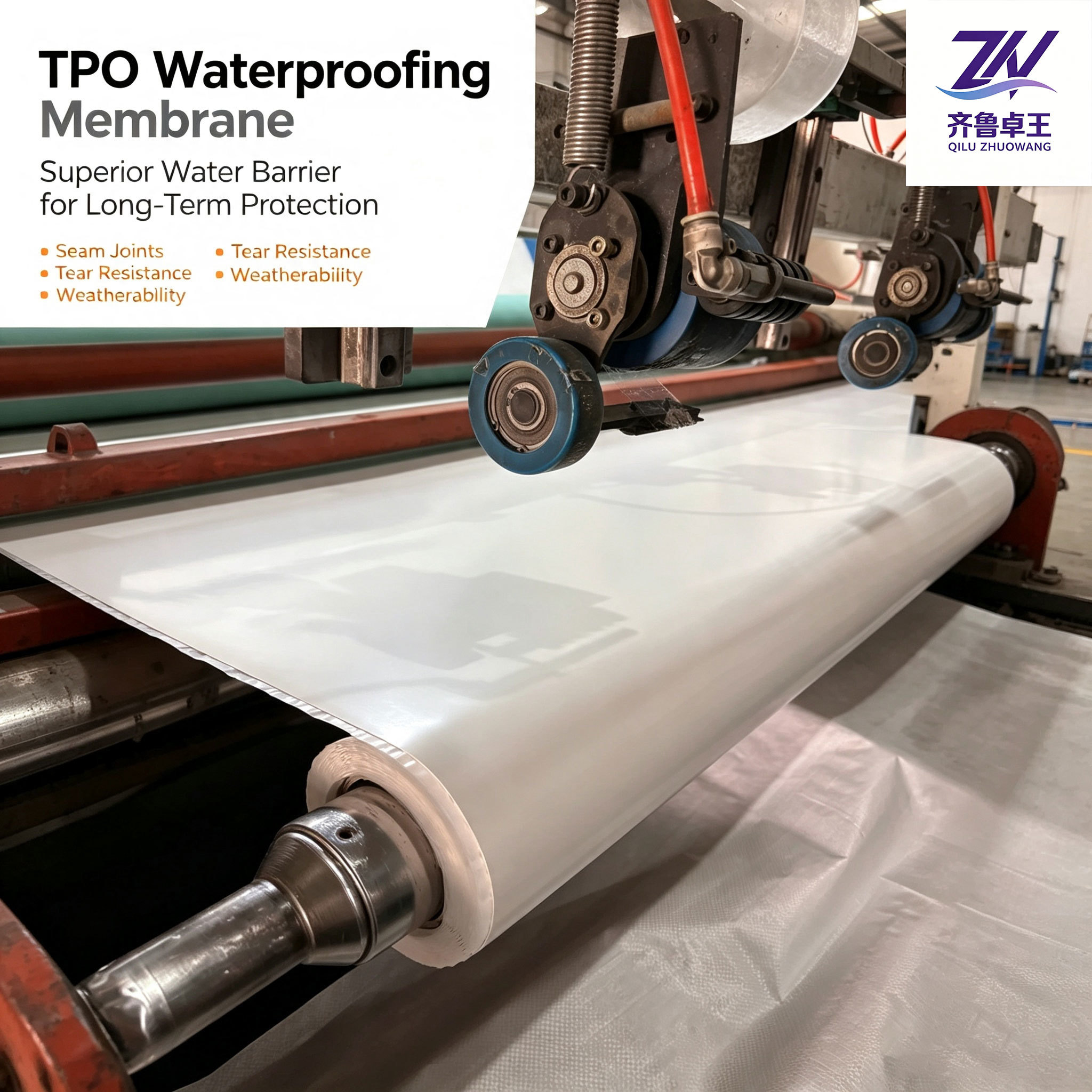 Reinforced Polyester TPO Waterproof Membrane for Construction Projects