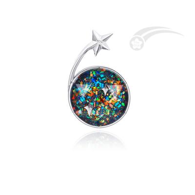 Shooting Star Of David Pendant Silver 20mm Meteorite Galaxy Pendant