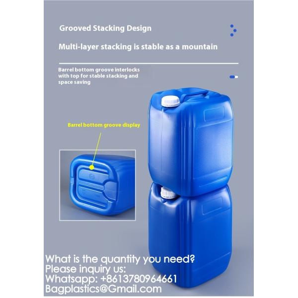 25L Plastic Barrel White Food Grade Square Jerry Can HDPE 25 Litre Chemical Drum Transparent 25 KGS Container Food Grade Square Plastic Bucket Jerrycan Laboratory Waste Liquid Drums Thickened Stack