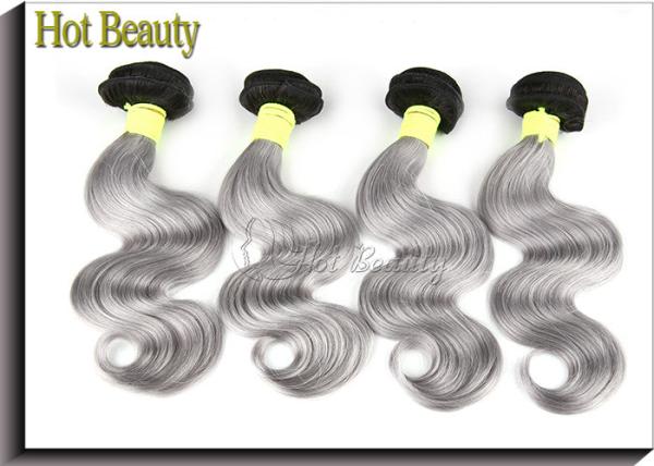 Unprocessed Brazilian Virgin Hair Body Wave Grey Remy Human Hair Weave Full Ends