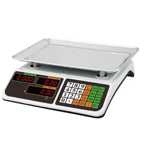Balance de paillasse à écran LCD, couleur blanche, corps robuste, plateau en fer inoxydable de 420 g, balance électrique, capacité de 40 kg, cellule de charge de haute précision