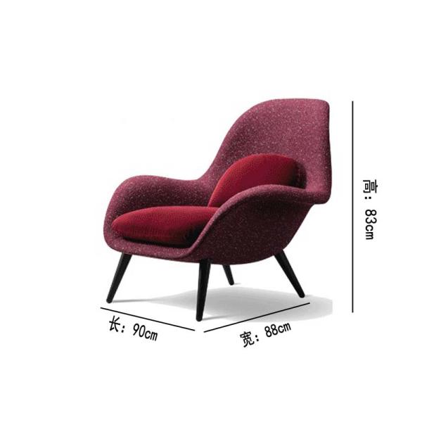 Luxury European Designer Living Room Upholstered Fabric Relax Lazy Easy Arm Swoon Lounge Chair