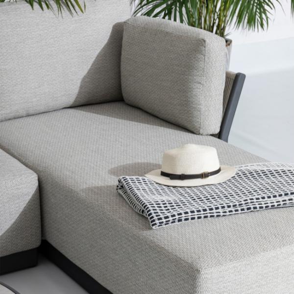 Villa Backyard L Shape Sectional Sofa with All Weather Fabric and Aluminum Frame by AJUNION