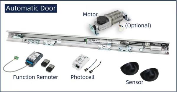 biparting Commercial Glass Automatic Sliding Door System with 4.2m alminium track