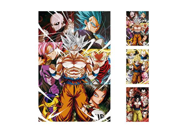 PET Lenticular Flip 3D Lenticular Triple Transition Dragon Ball Goku Anime Poster For Wall Art Poster
