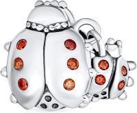 Insect Garden Mother Baby Ladybugs Red CZ Dangle Charm Beads Good Luck