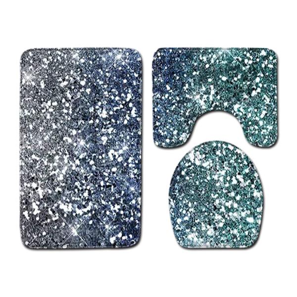 Crystal Glitter Colorful tampa do tanque do toalete de 3 partes ajustou a fibra de poliéster