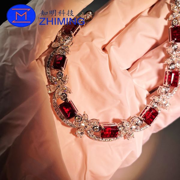 Custom Gemstone Jewelry Lab-Grown Pigeon Blood Red Sapphire Necklace