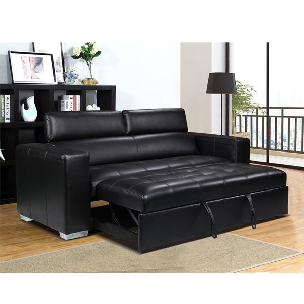 CARA 3+1 Sofa Bed Recliner Sofa Air Leather Luxury Black Convertible Folding Chair Sleeper  Seat Sofa Bed