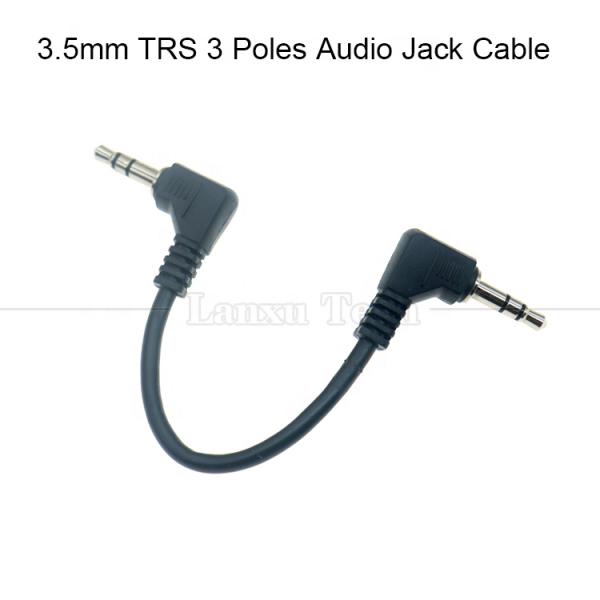 90 degrés angle droit mâle à mâle 3 pôles TRS 3,5 mm câble d'extension audio jack