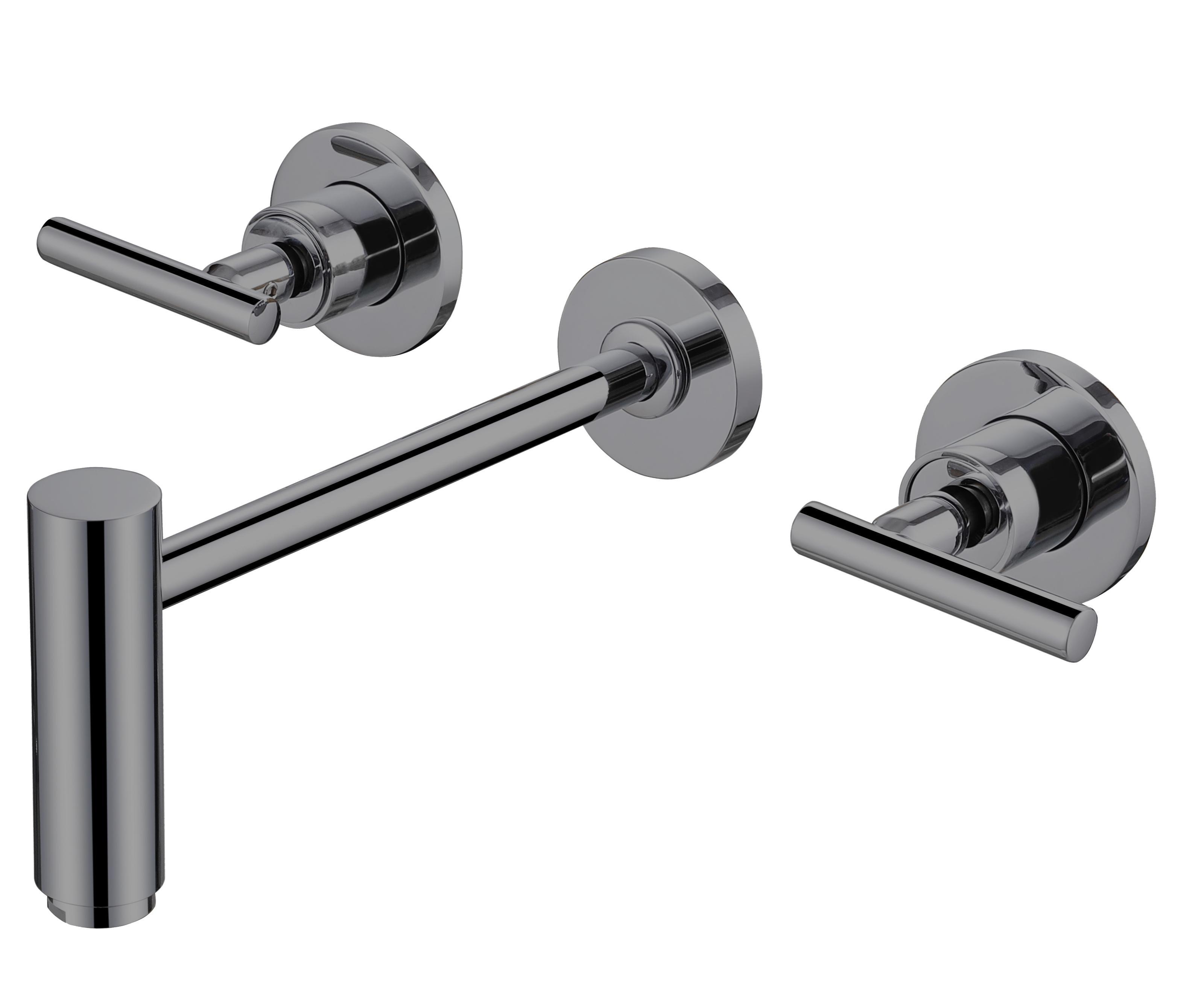 Straight T Bar Concealed Bathroom Lavatory Faucet 3 Hole Gunmetal Grey Brushed Gold