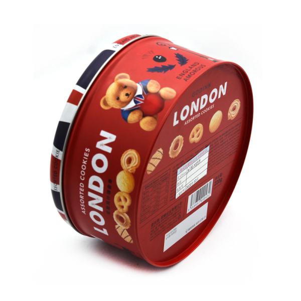 Wholesale Customized Tinplate Biscuit Storage Container Round Metal Box Cookie Tinplate Box Food Tin Biscuit Can