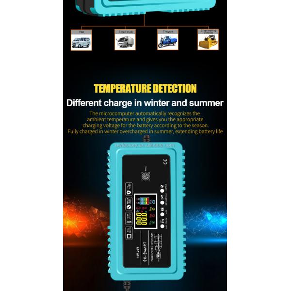 Fast Charging Speed 7-Stage Auto Lead Acid Battery Charger 12V 6A 24V 3A for LiFePO4 Lithium 12V/24V Motorcycle Battery