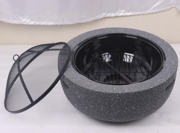 MGO Stone Barbecue Fire Bowl Painted Steel Fire Pit Cool Camping Accessories 59.5X34.5cm