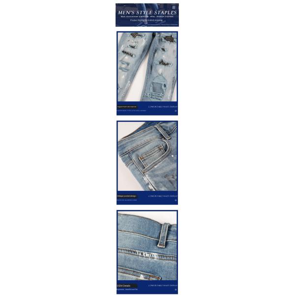 Rhinestone Denim Fashion Crystals Rivets Bootcut Jeans with Washable Material