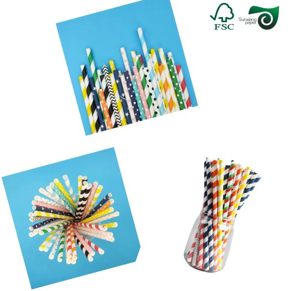 Environmentally Friendly Disposable Paper Straws For Bubble Tea ECO FSC Kraft Paper Board