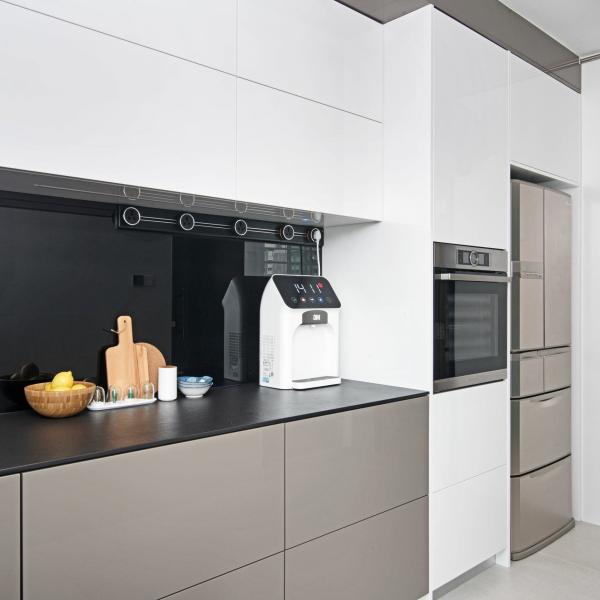 Small Size High Gloss Gray And White Lacquer Kitchen Cabinet Smart Kitchen Pantry Cabinet