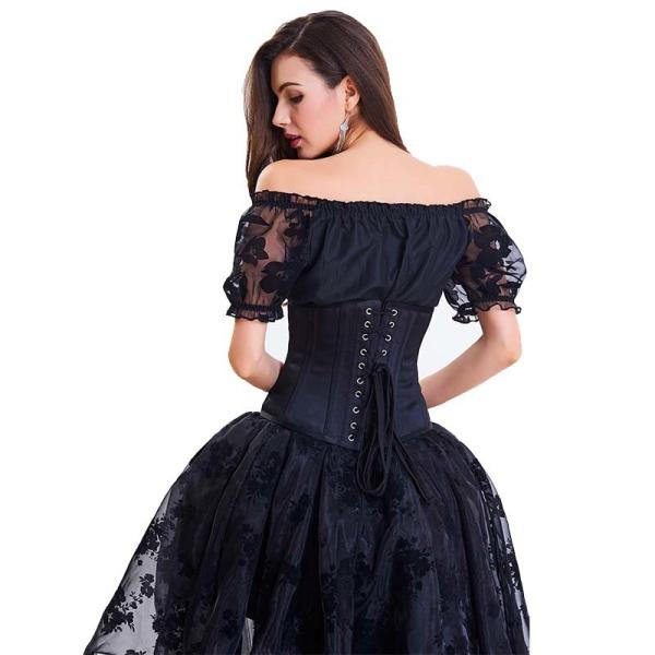 O poliéster 2XL bordou o preto e o roxo do vestido da atadura do espartilho