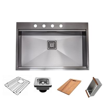 Dissipador preto escovado limpado com jato de areia PVD Ledge With Cutting Board de Workstain da cozinha dos SS