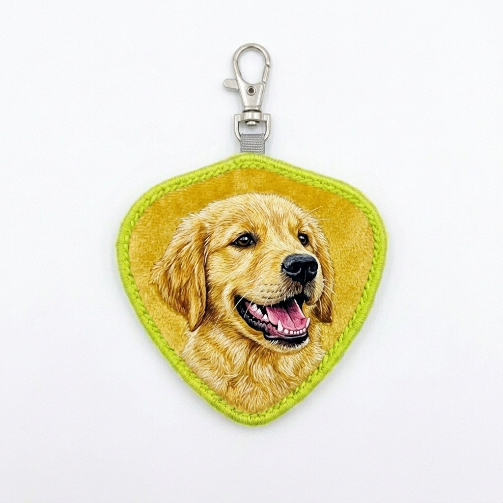Customized Eco-Friendly Rubber Silk Screen Printed Rectangular Hanging Ring Embroidery Keychain