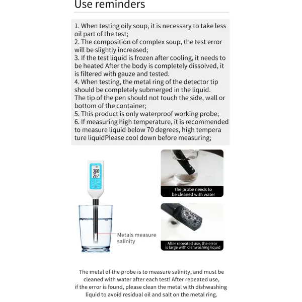 Multifunctional Portable Digital Salinity Meter High Accuracy for Water Salinity Analysis