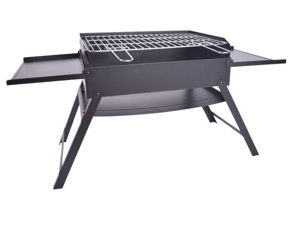 Black Chromed Steel Charcoal Camping Barbecue Grill Mini Foldable 86X33.5X43cm