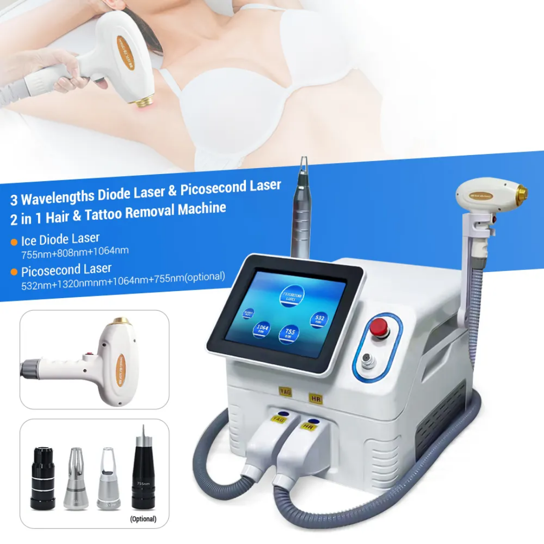 2 In 1 Laser Hair Removal Machine 755nm 808nm 1064nm Diode Laser Hair Removal System