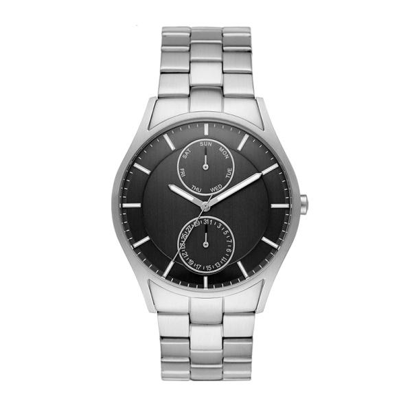 Mens brushed stainless steel 5atm water resistant with silver steel chain strap