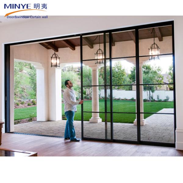 Push and Pull Opening Method Aluminum Glass Sliding Door in Customized Color with Grill