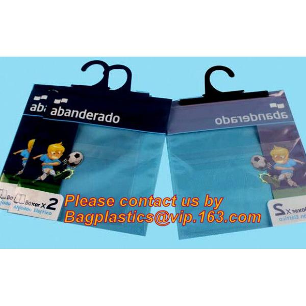 VINYL HANGER HOOK BAGS, UNDERWEAR PACKING, HANGER HOOK PLASTIC BAGS, HANGER ZIPPER BAGS, HANGER SLIDER BAGS BAGPLASTICS