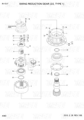R110-7 Black OEM Excavator Swing Motor Drive Parts Catalog 31N4-10140