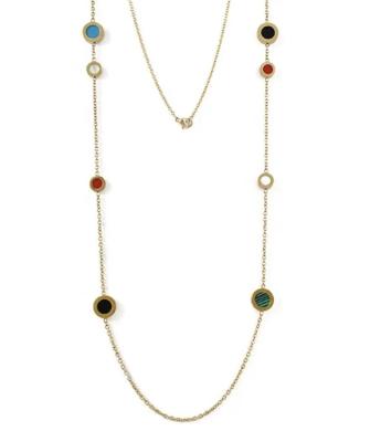 Multicolor Resin Beaded Chain Long Scatter Necklace Red Blue Green Orange