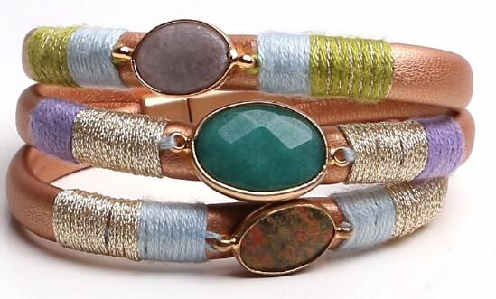 jewellery spring and summer new collection leather magnetic bracelet, fashion jewelry layers pu leather magnetic turquoi
