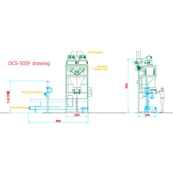 спиральная питаясь машина упаковки удобрения риса 500-600Bags/Hour