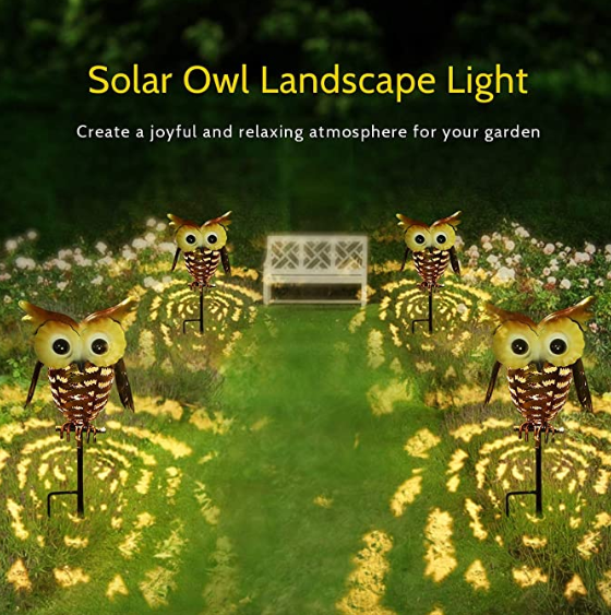 Outdoor 8lm IP44 Owl LED Solar Garden Stake Lights