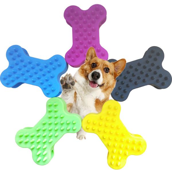 Silicone Pet Hair Brush Bone Shape Ergonomic Design Double Side Massage Tool