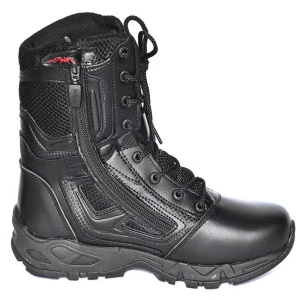 Black Ultralight Military Leather Boots Side Zipper Waterproof