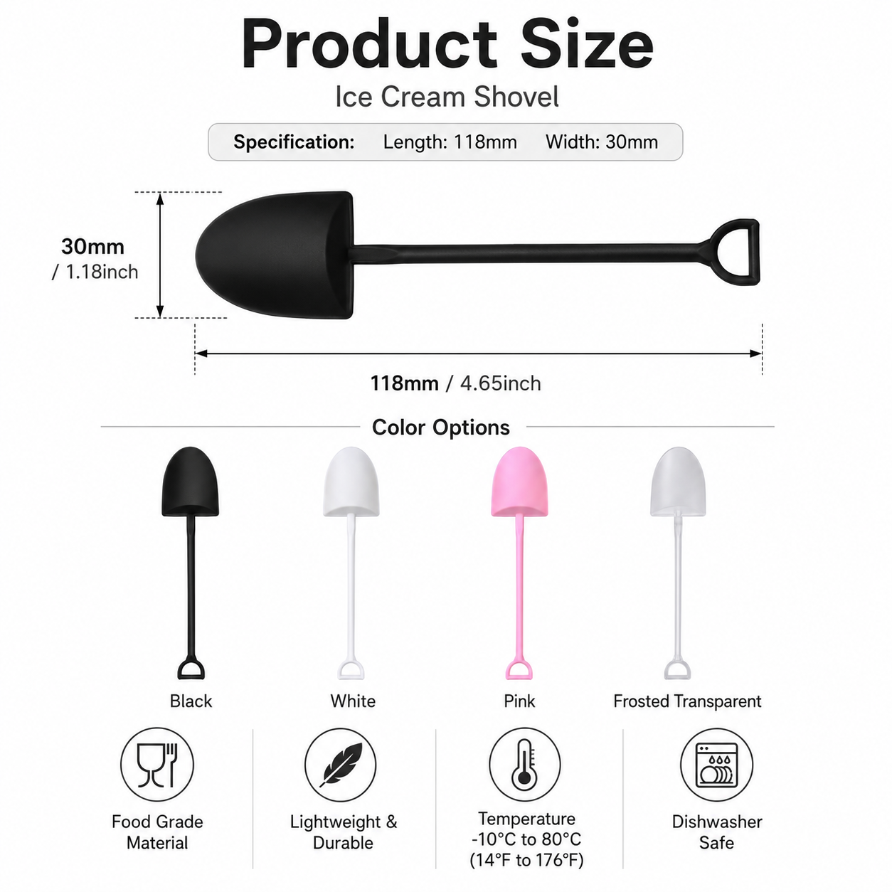 Disposable Ice Cream Shovel Spoon 118mm for Desserts Cakes / Party Service