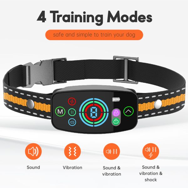 Automatic Activated Anti Bark Training Collar for Dogs Rechargeable Electric Shock Control Waterproof IPX7 20+ Hours Battery
